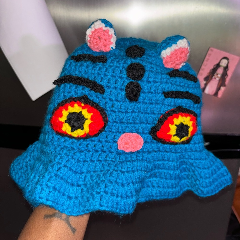 Derpy Tiger Crochet Bucket Hat (custom)